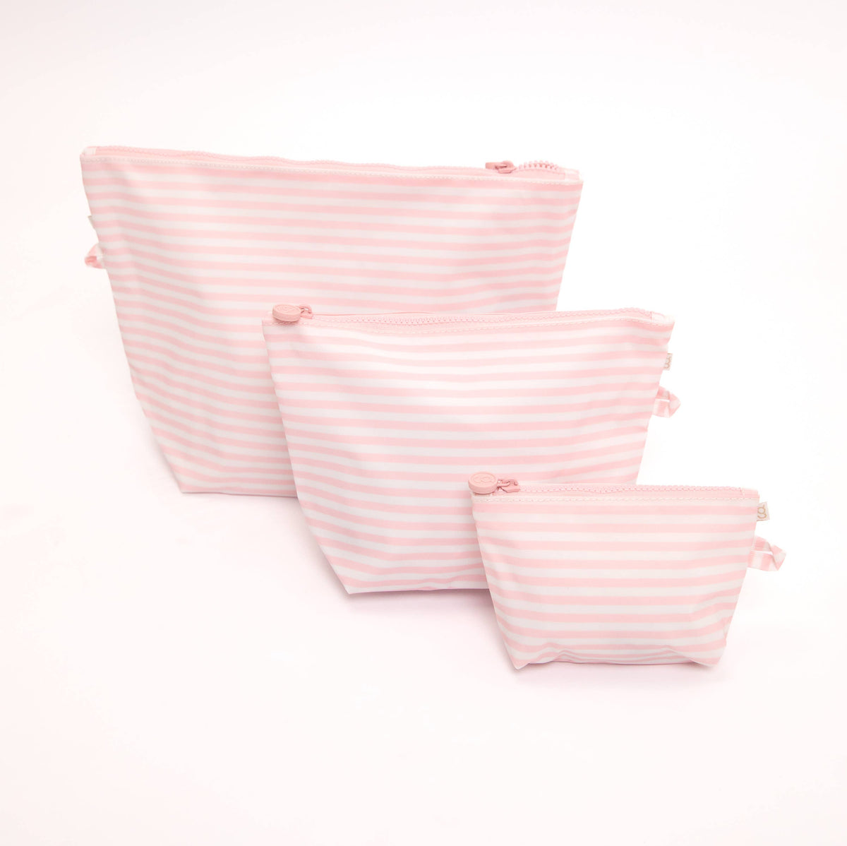 Pink Stripes Easy Clean Wipeable Pouch (Set of 3)