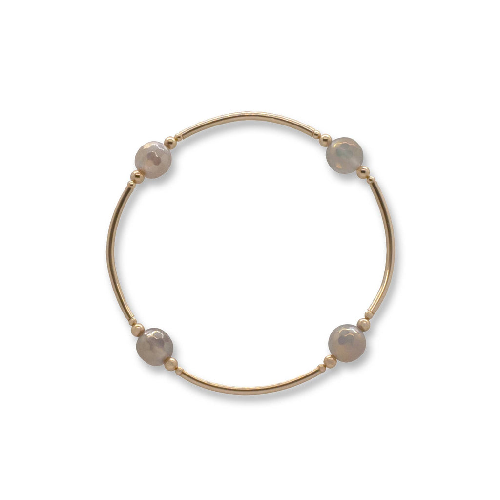 8mm Faceted Mystic Agate Gold Blessing Bracelet