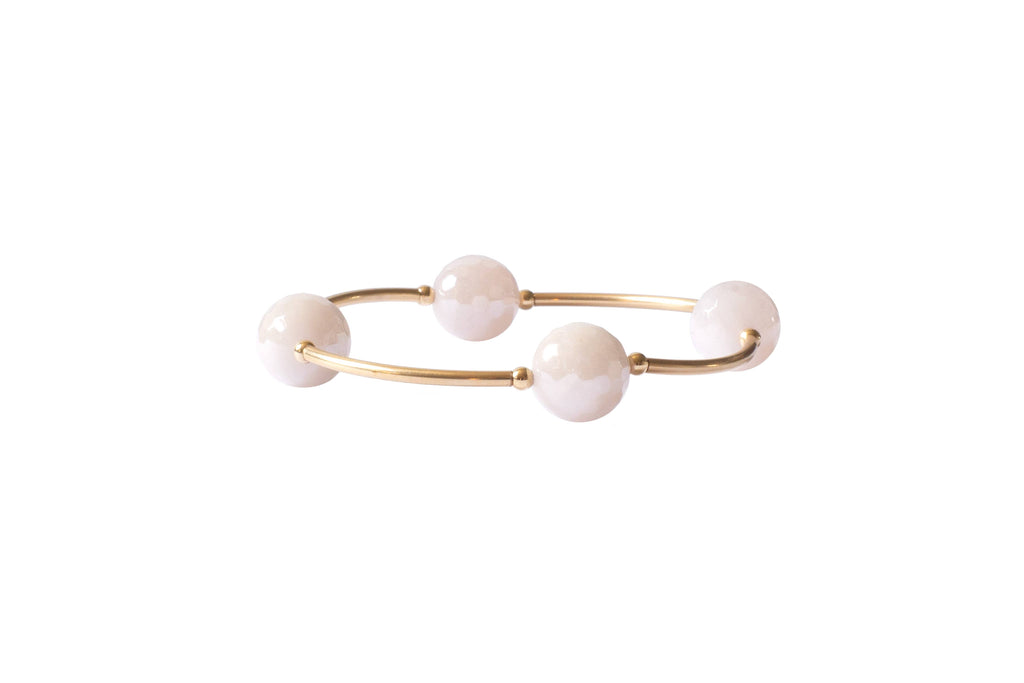 12mm Faceted Rose Quartz Gold Blessing Bracelet