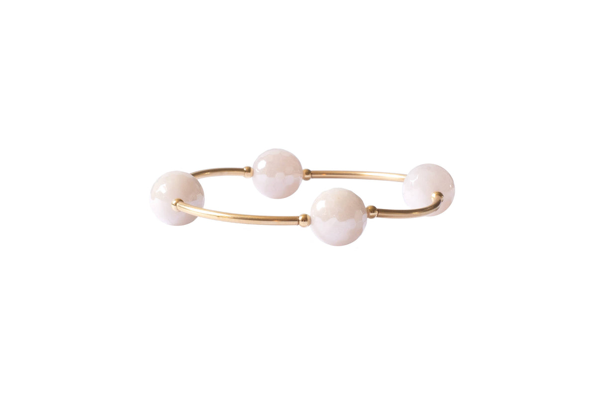 12mm Faceted Rose Quartz Gold Blessing Bracelet