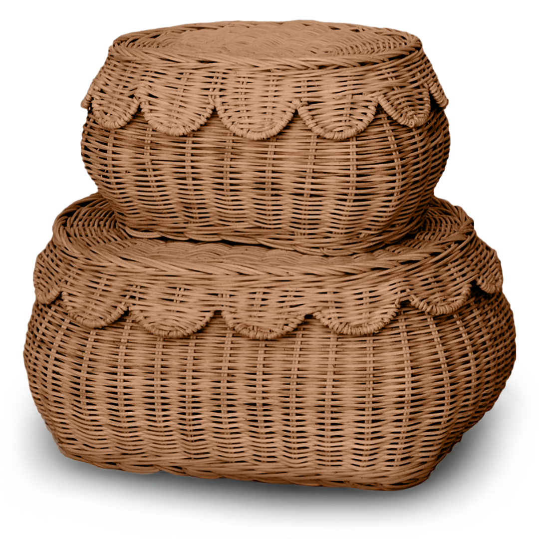 Flora Duo Rattan Basket Set Mocha