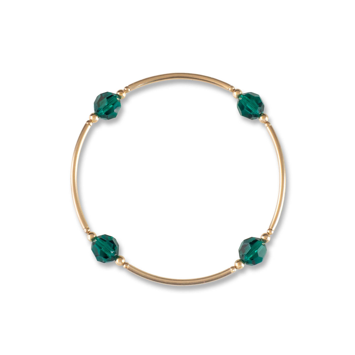 8mm Emerald Crystal Blessing Bracelet Gold-May