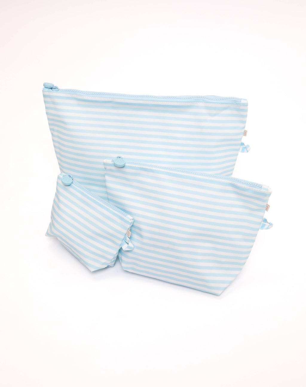 Blue Stripes - Easy Clean Wipeable Pouch (Set of 3)