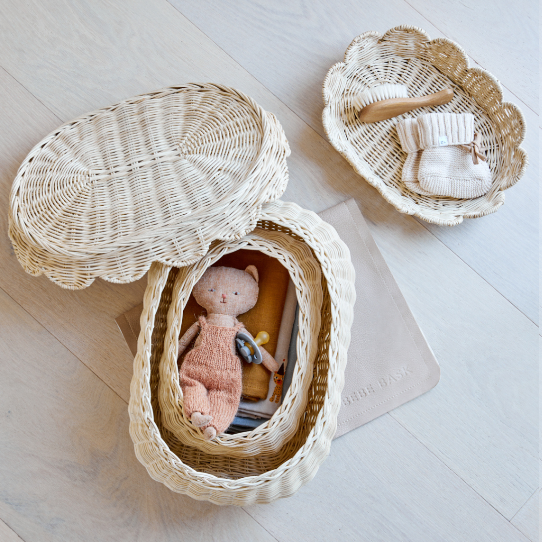 Flora Duo Scallop Basket Set Natural