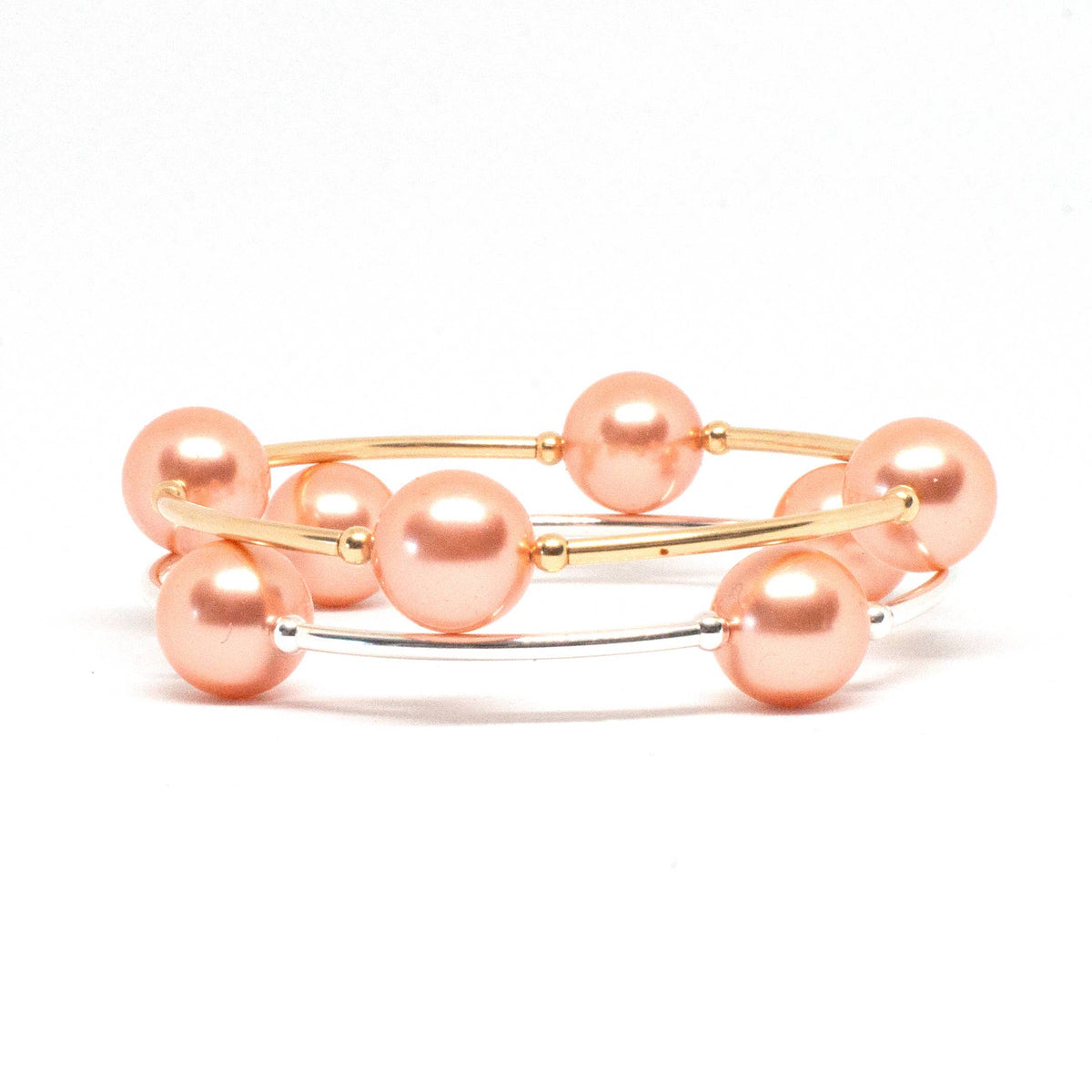 12mm Peach Pearl Gold Blessing Bracelet