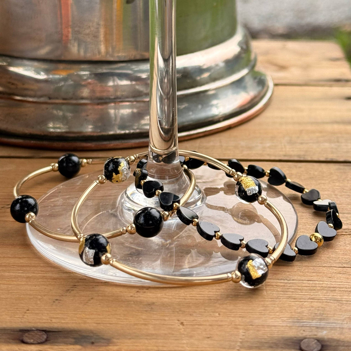 Follow Your Heart Bracelet-Onyx/Gold
