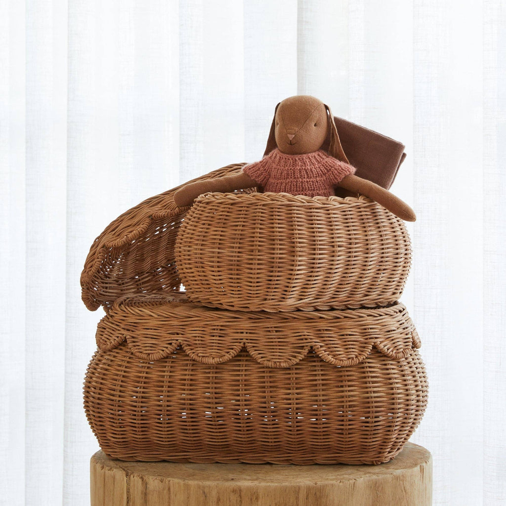 Flora Duo Rattan Basket Set Mocha