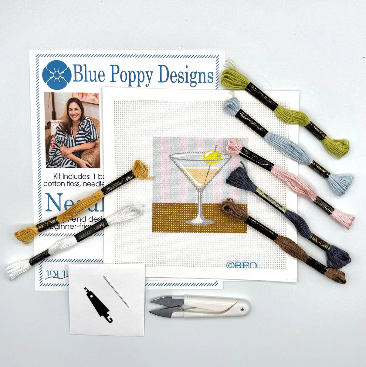 Martini on a Striped Background Needlepoint Kit