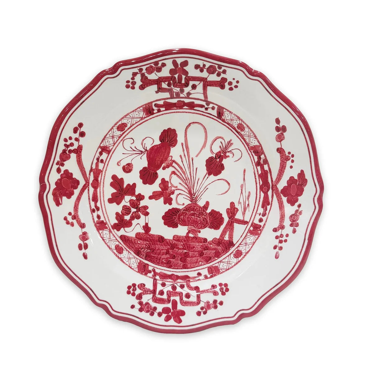 VIDA Faenza 11" Dinner Plate Set of 4 (White and Red)