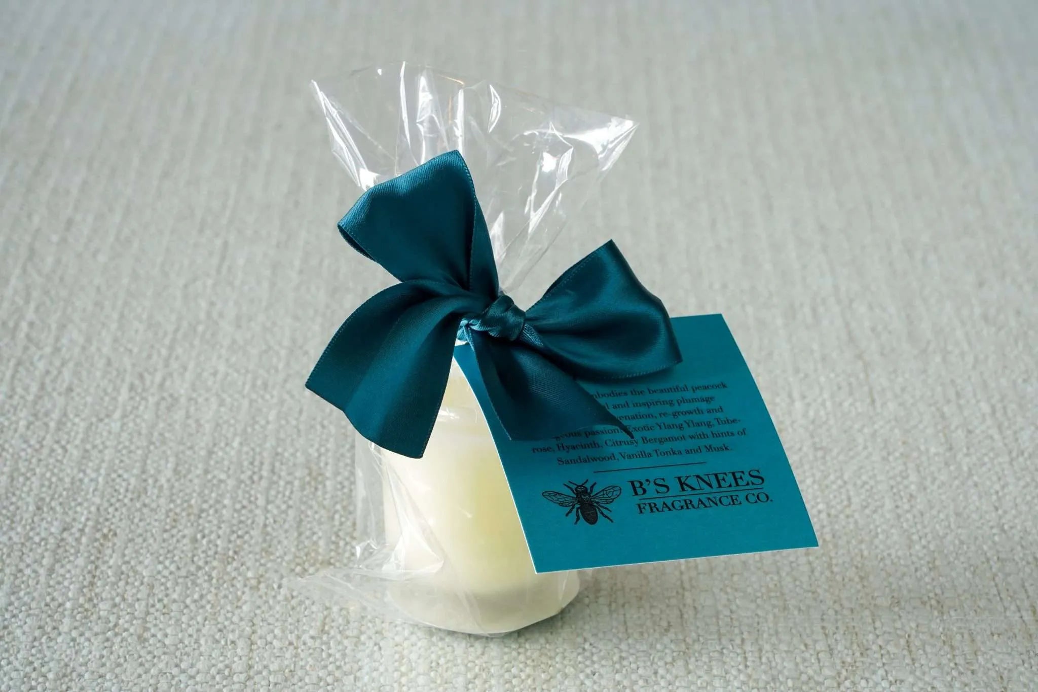 B's Knees Votive Candle- Peacock