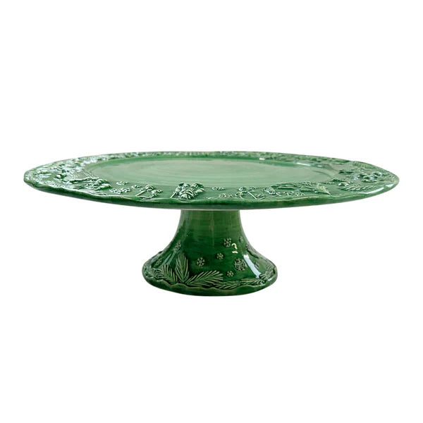 Vietri Fiabe di Natale Green Cake Stand