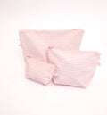 Pink Stripes Easy Clean Wipeable Pouch (Set of 3)