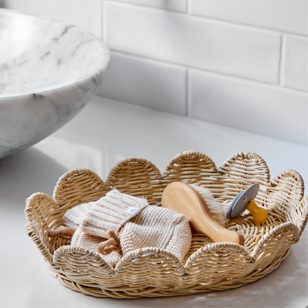 Flora Duo Scallop Basket Set Natural