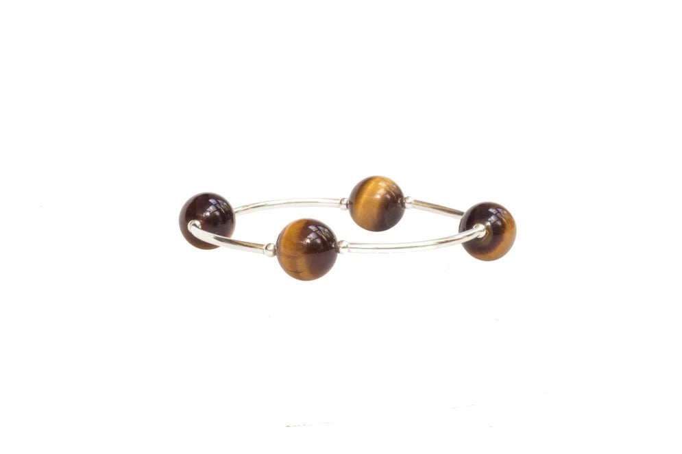 12mm Tiger's Eye Silver Blessing Bracelet