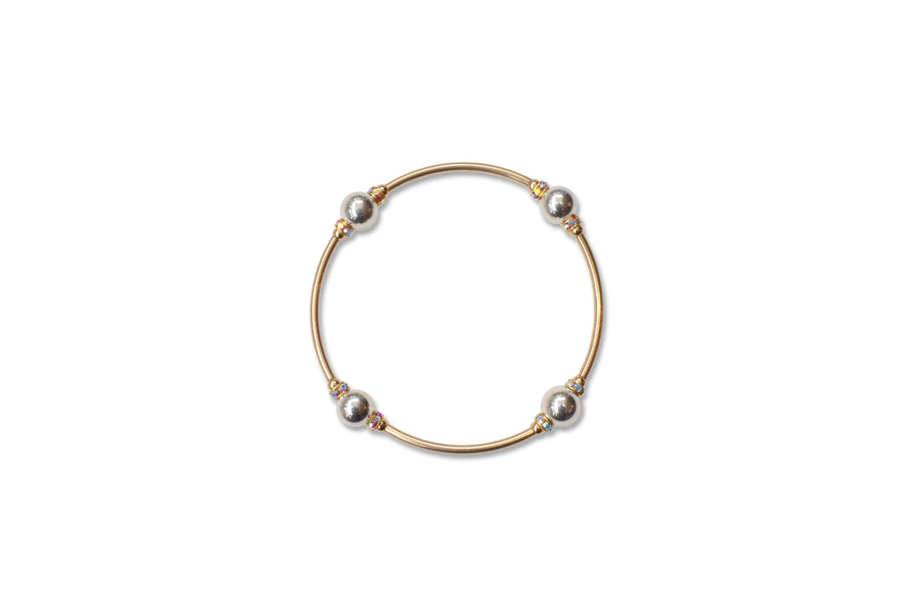 8mm Crystal Sterling Silver/Gold Blessing Bracelet