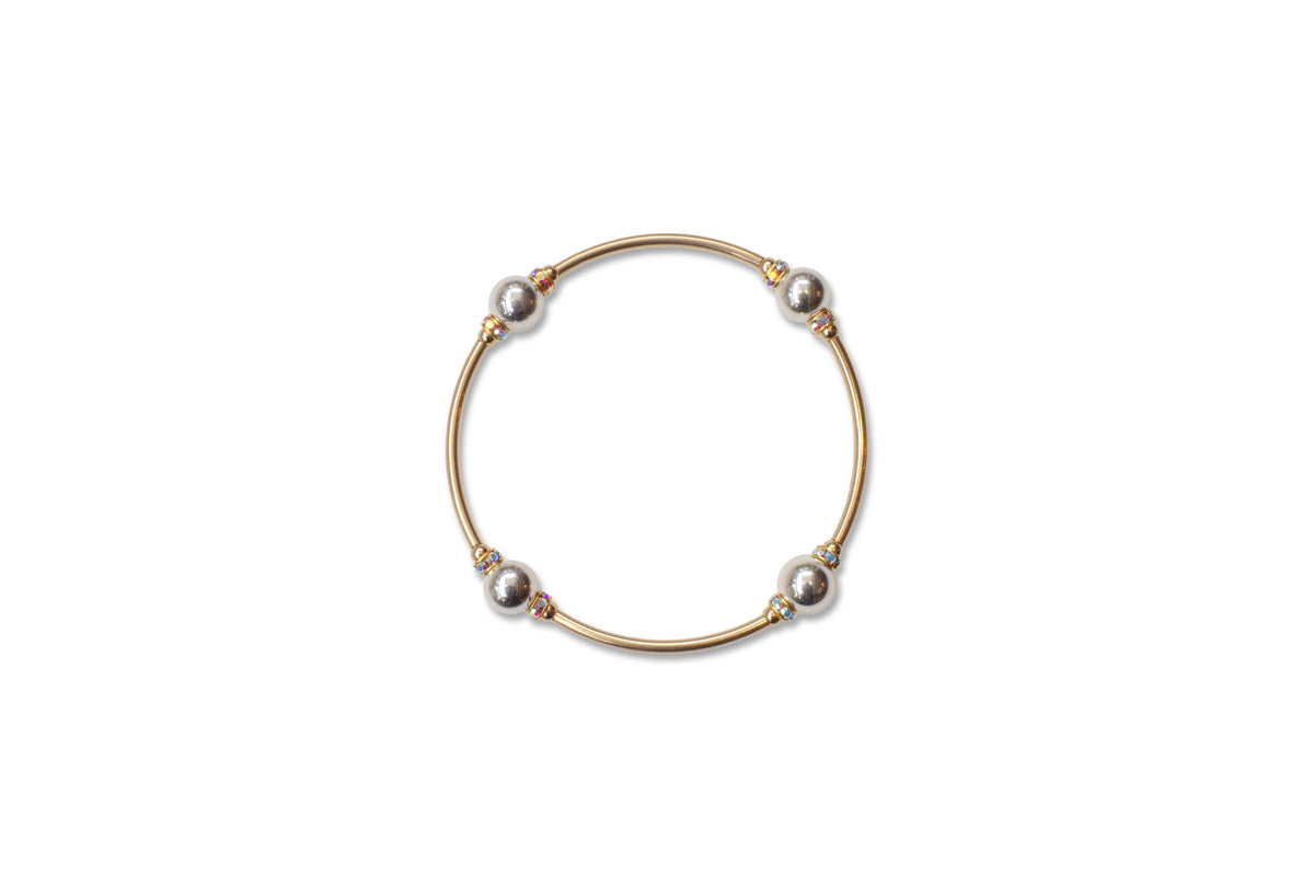 8mm Crystal Sterling Silver/Gold Blessing Bracelet
