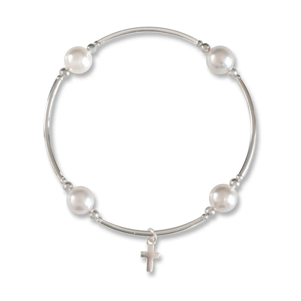 Charmed Pearl/Cross 8mm Blessing Bracelet
