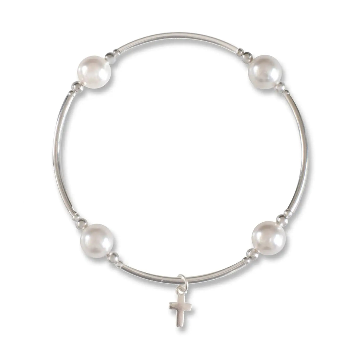 Charmed Pearl/Cross 8mm Blessing Bracelet