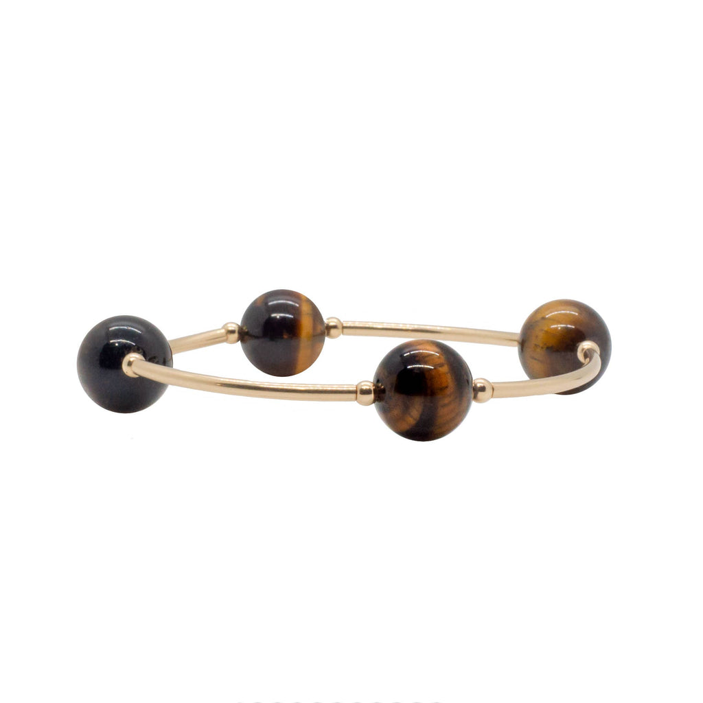 12mm Tiger's Eye Gold Blessing Bracelet