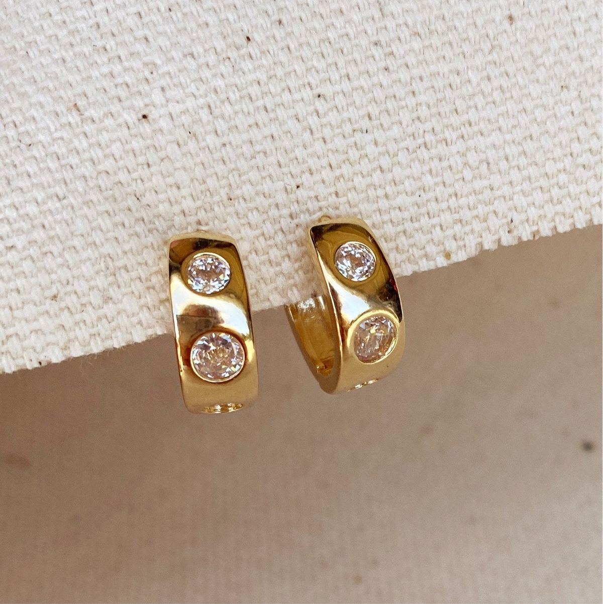 Huggie Large CZ Hoop Earrings