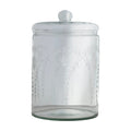 Etched Glass Storage Jar with Botanicals & Lid