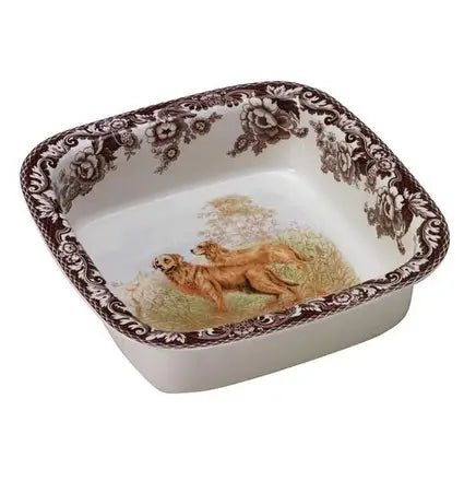 Spode Woodland Golden Retriever Square 10" Dish