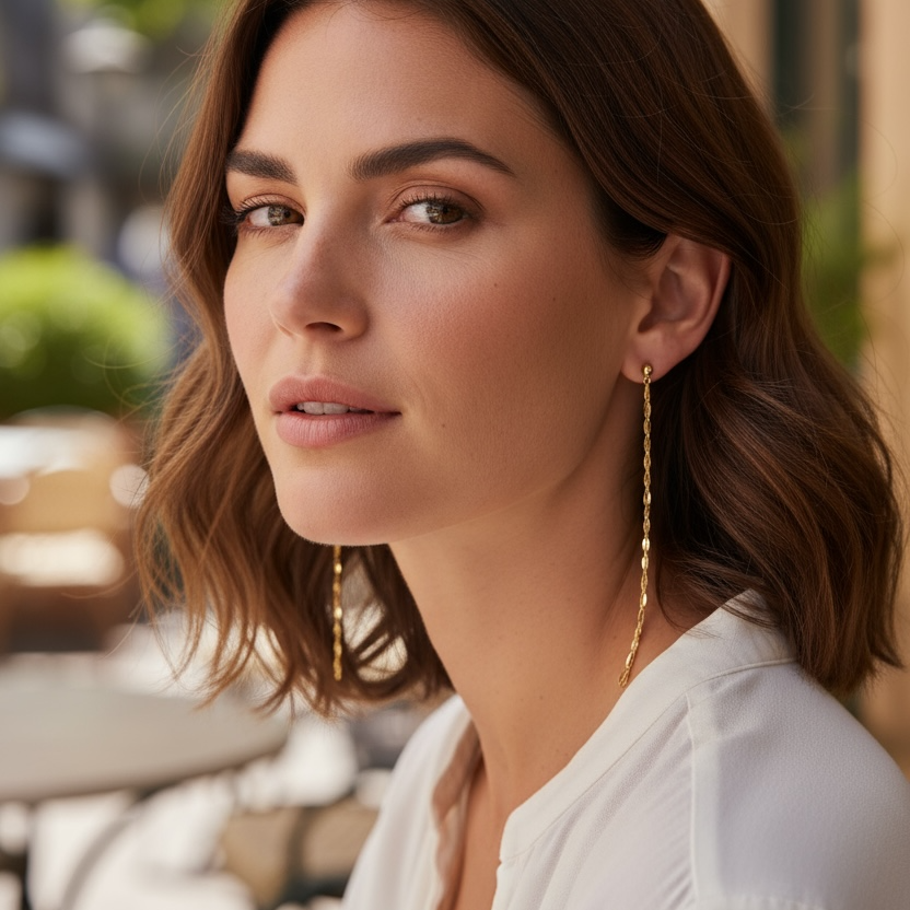 Detailed Chain Drop Earrings