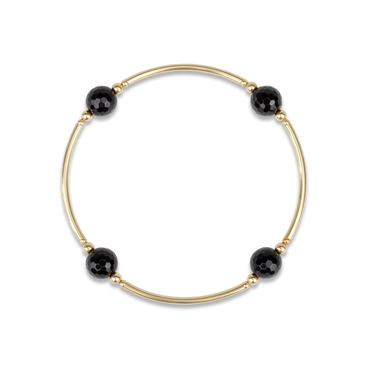 8mm Faceted Onyx Gold Blessing Bracelet