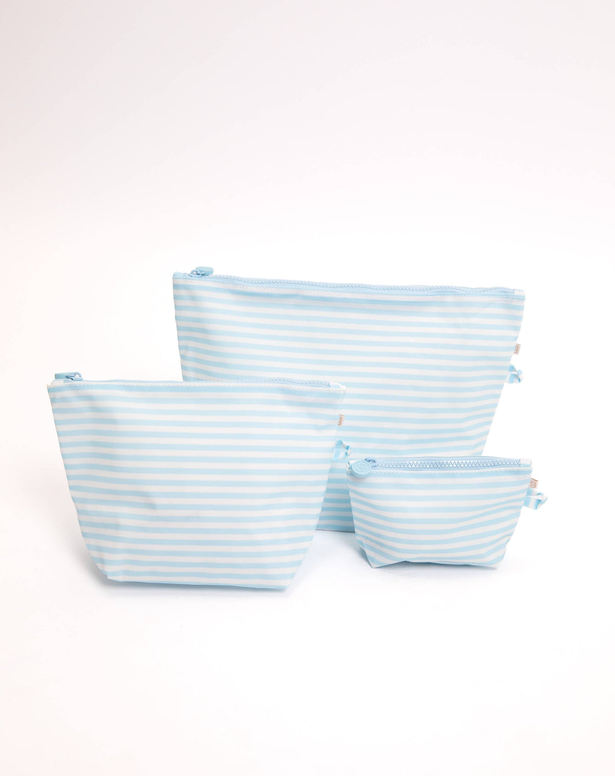 Blue Stripes - Easy Clean Wipeable Pouch (Set of 3)