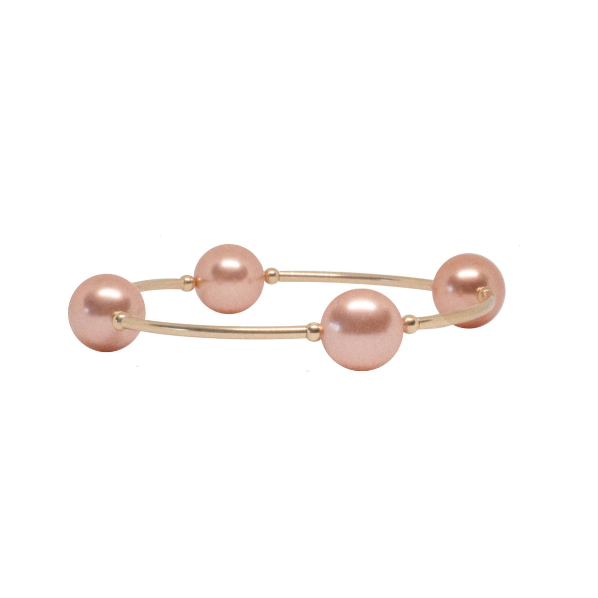 12mm Peach Pearl Gold Blessing Bracelet