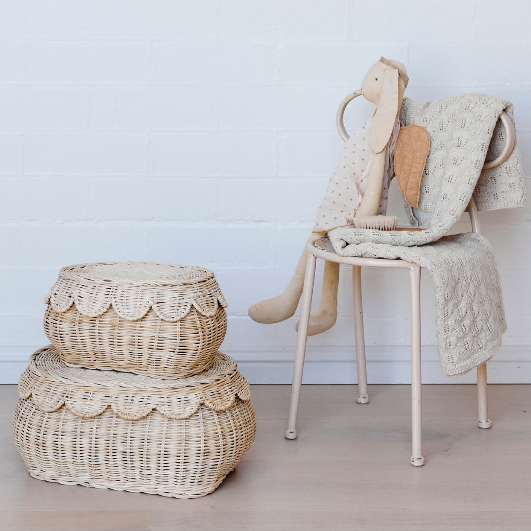 Flora Duo Scallop Basket Set Natural