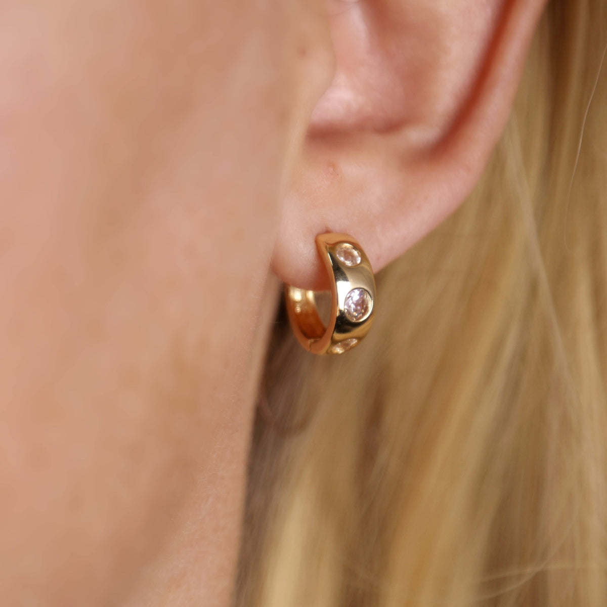 Huggie Large CZ Hoop Earrings