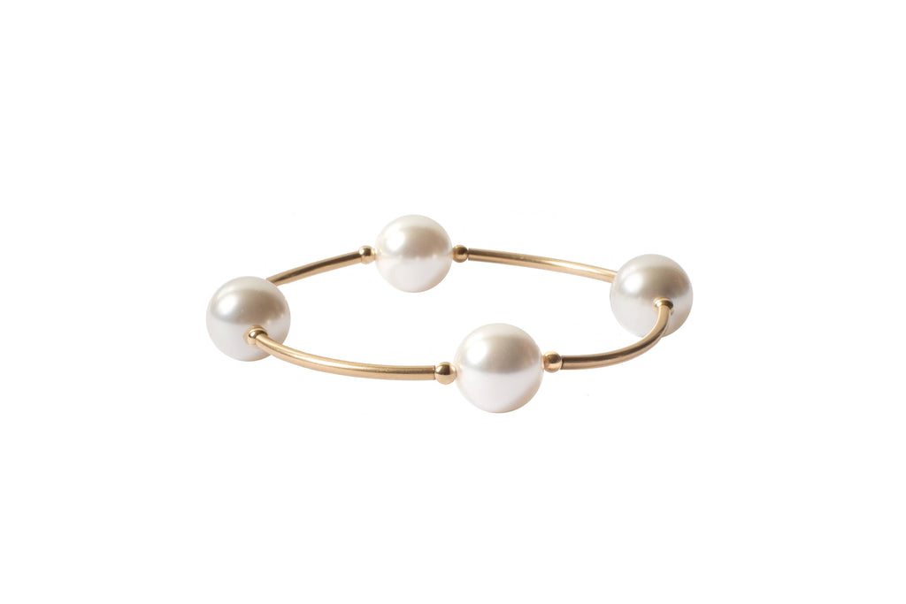 12mm White Pearl Gold Blessing Bracelet