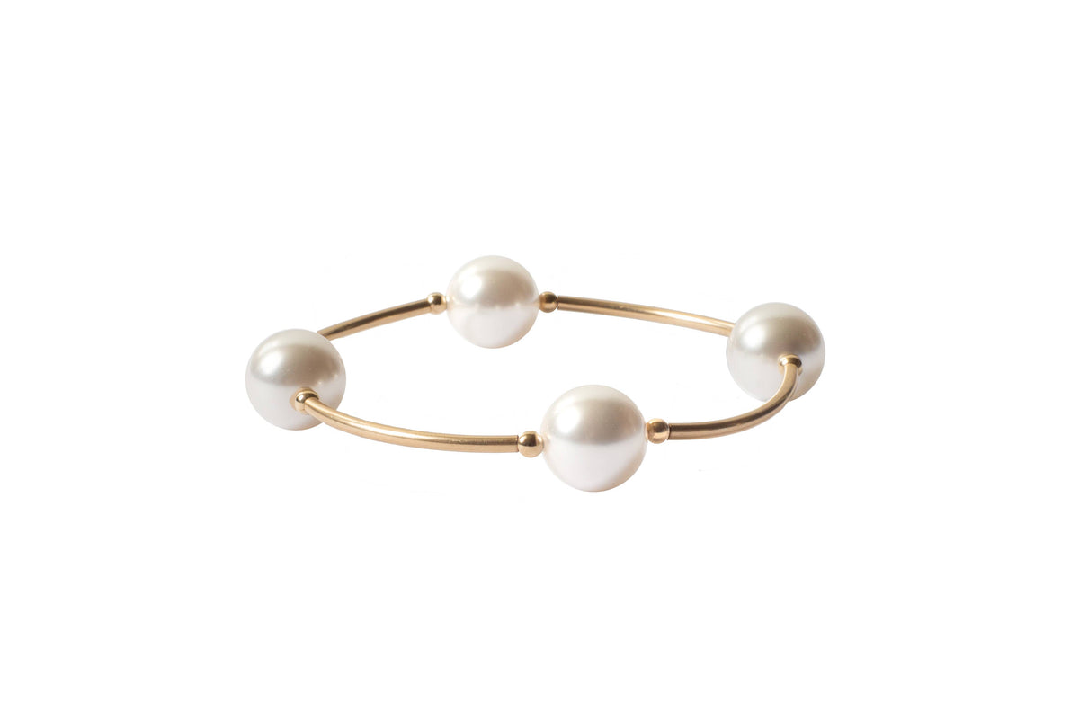 12mm White Pearl Gold Blessing Bracelet