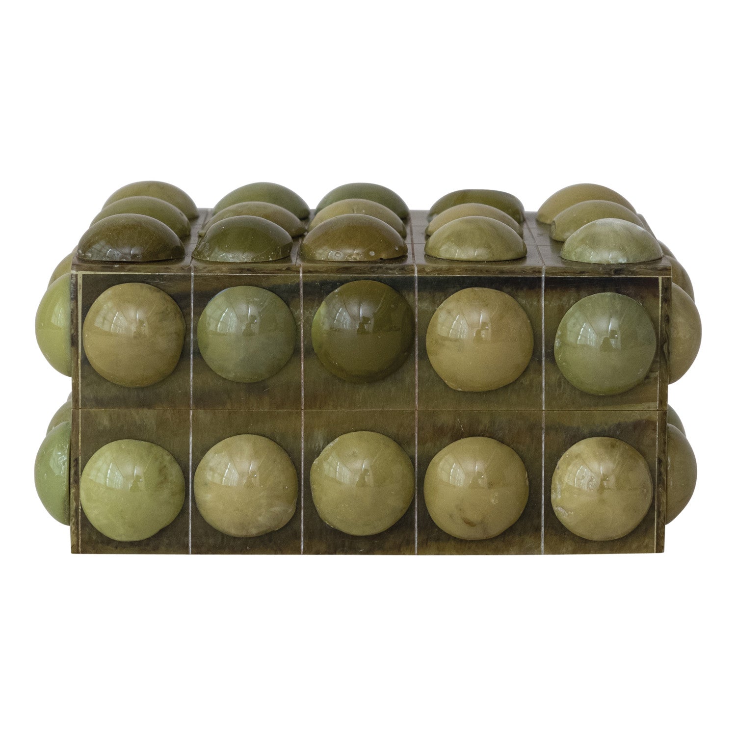 Handmade Marbled Resin Bobbin Box in Green