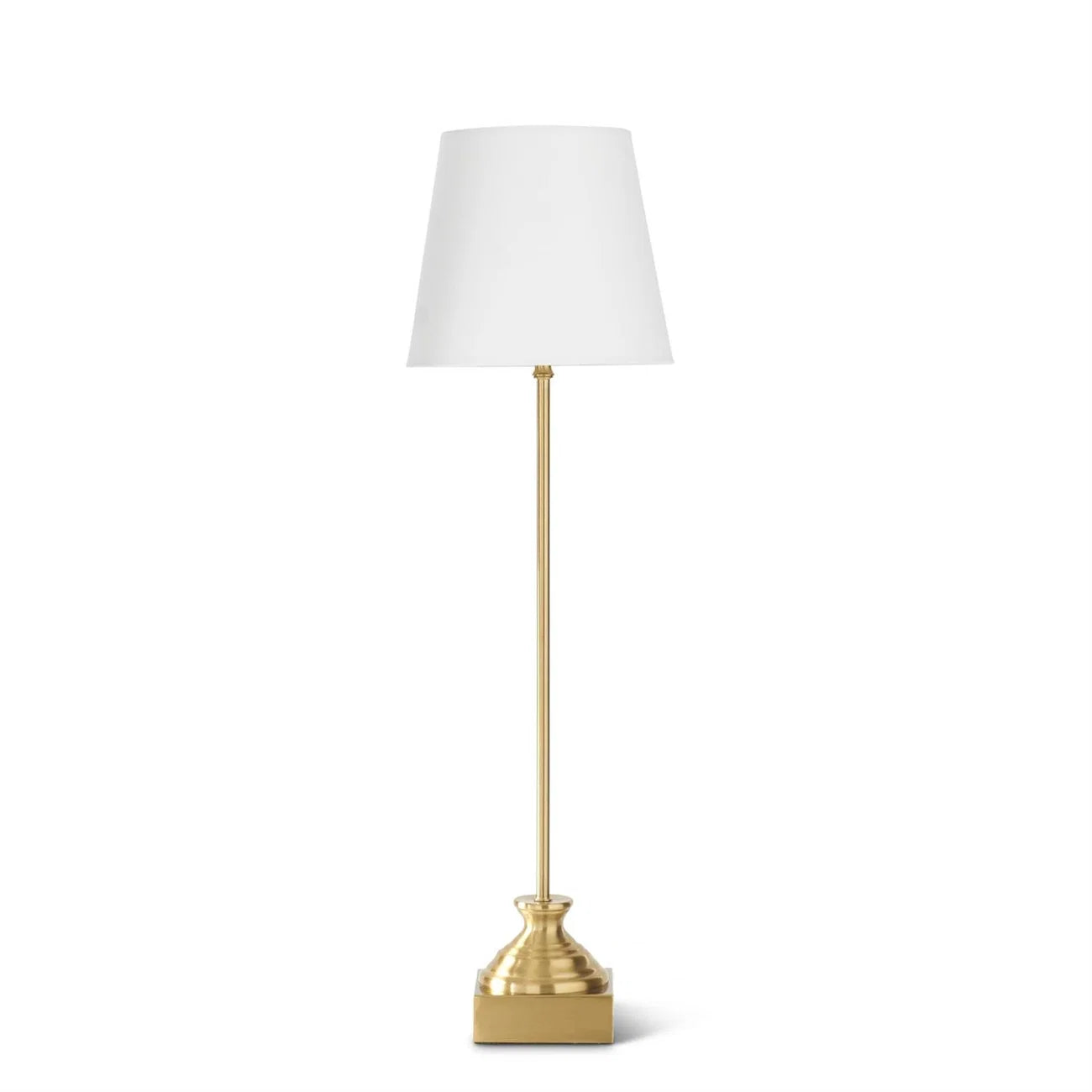 28.75 Inch Antique Brass Metal Buffet Lamp w/White Shade