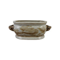 Hand-Painted Stoneware Vintage Reproduction Planter with Landscape