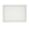 White Place Mat with light blue pipe edge