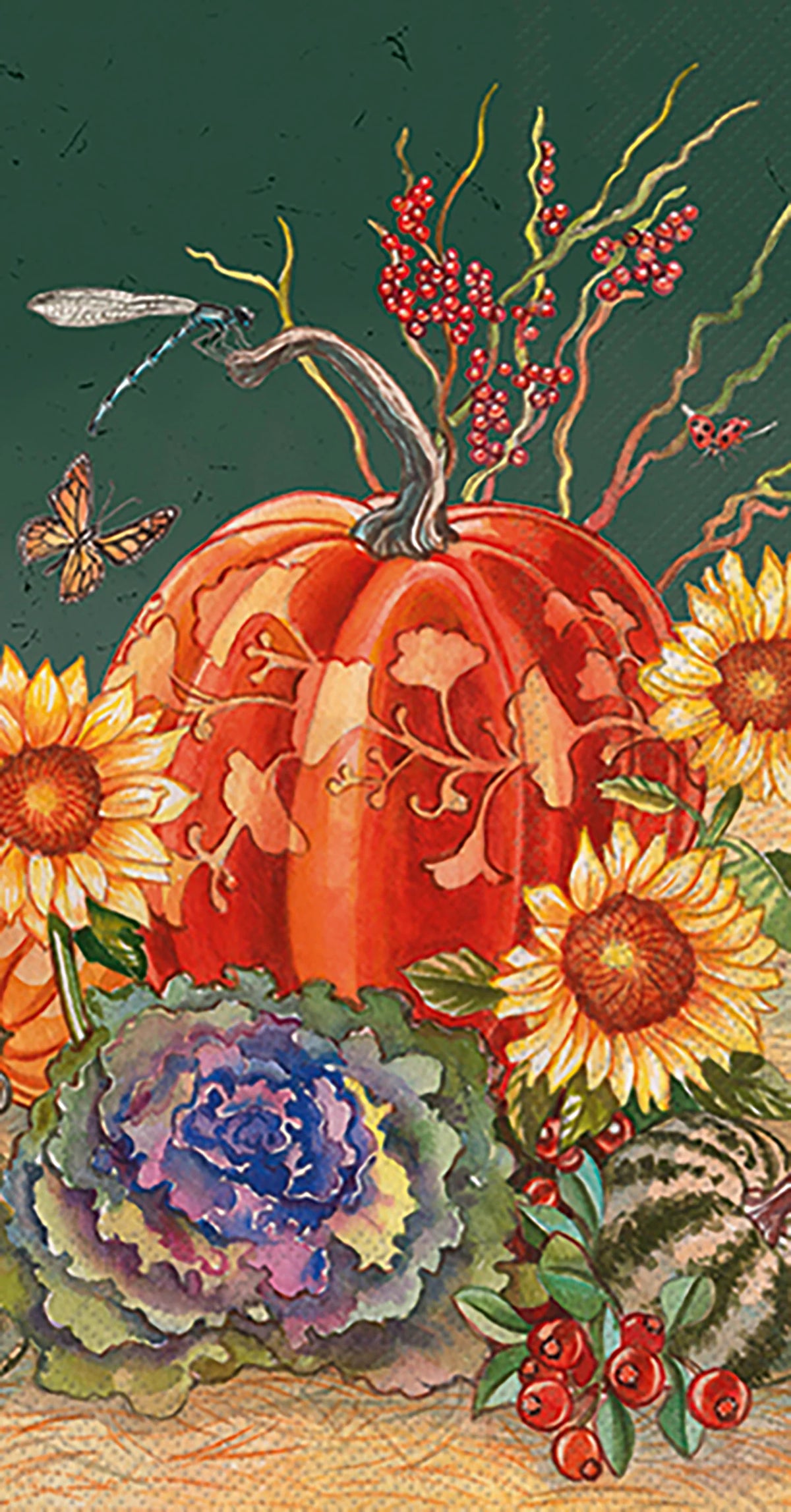 Pumpkin and Sunflower Guest Towels