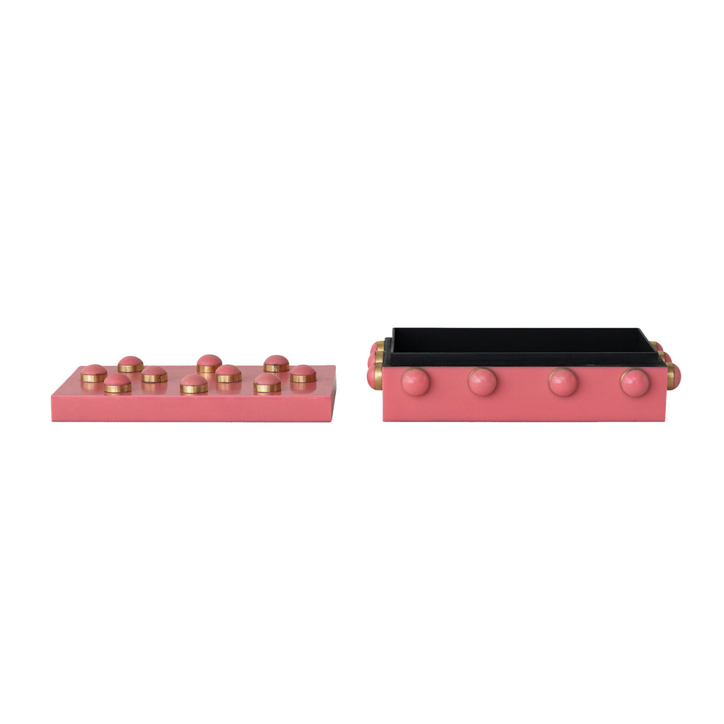 Handmade Resin Bobbin Box, Pink & Gold Finish