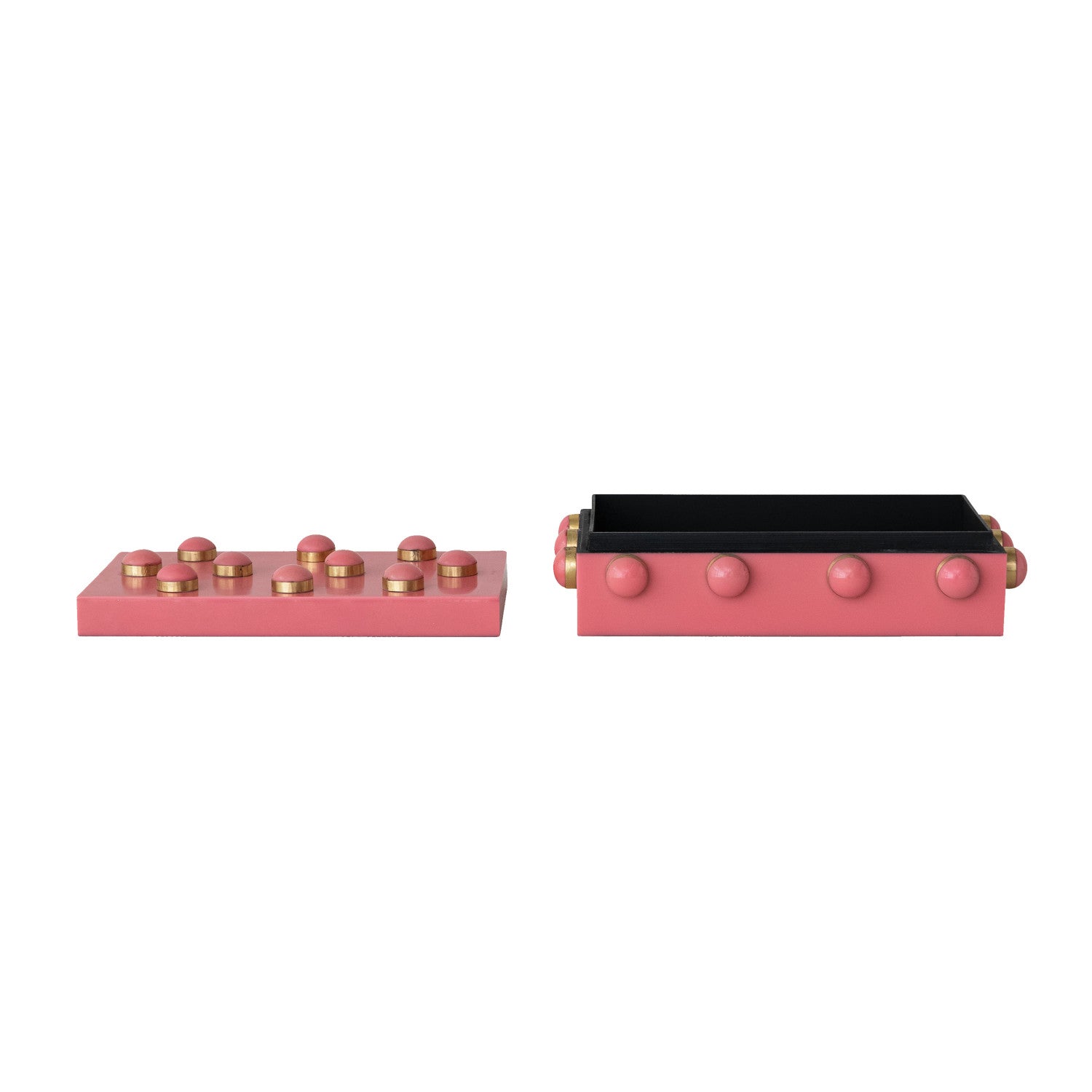 Handmade Resin Bobbin Box, Pink & Gold Finish
