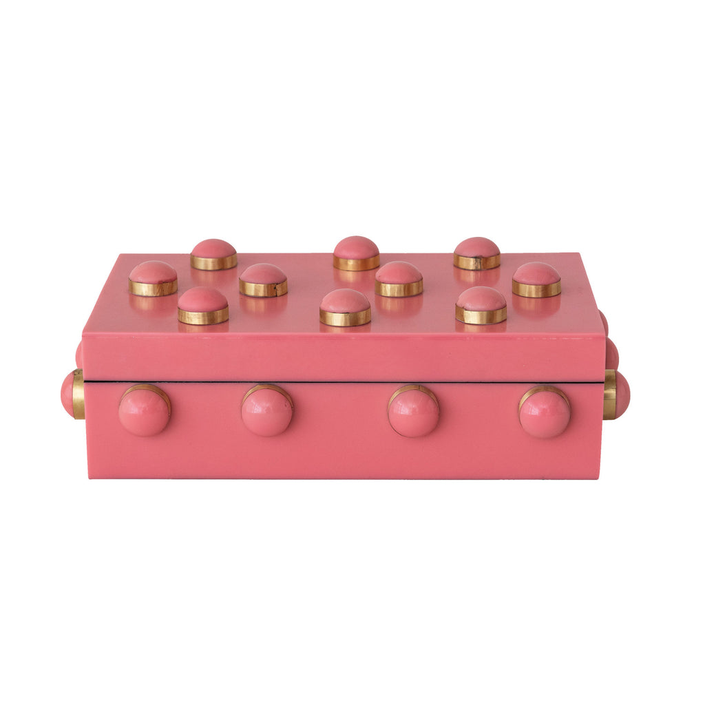 Handmade Resin Bobbin Box, Pink & Gold Finish