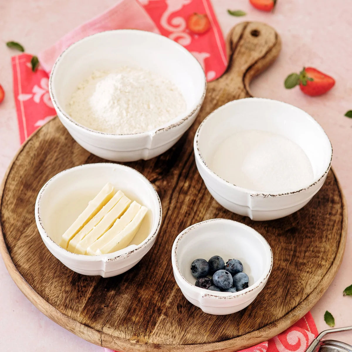 Vietri Lastra White Prep Bowls S/4