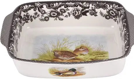 Spode Woodland Handle Quail Dish 12x9.5"