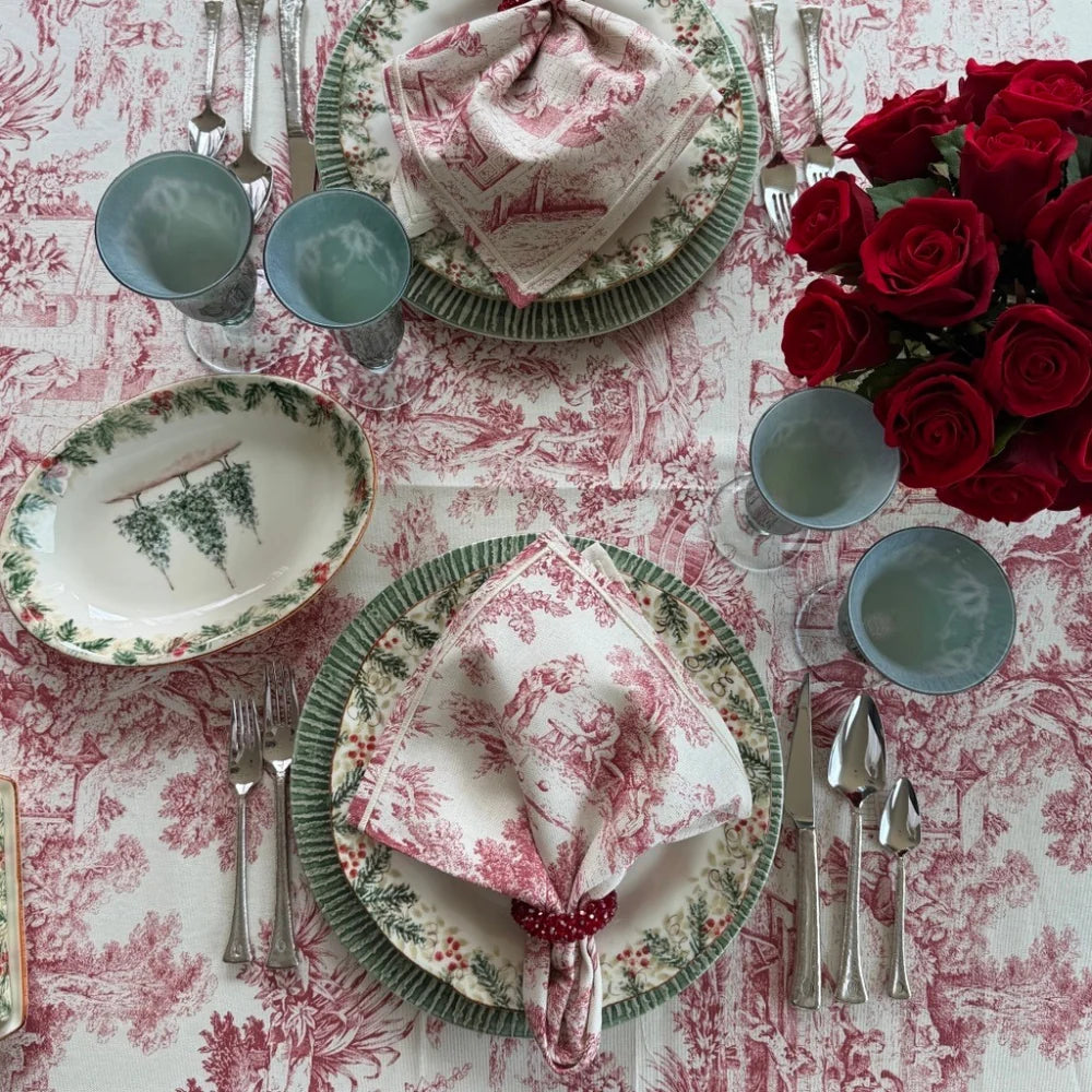 Tablecloth Montefalco Toile - red