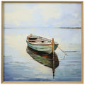 SOLITARY BOAT ON REFLECTIVE WATERS