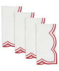 RED Embroidered Polka Dot Napkin with Scallop Border S/4