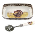 Spode Woodland Turkey Cranberry Dish w/ Slotted Spoon