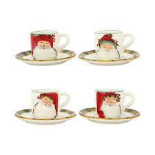Vietri Old St. Nick Asst Espresso Cup & Saucer S/4