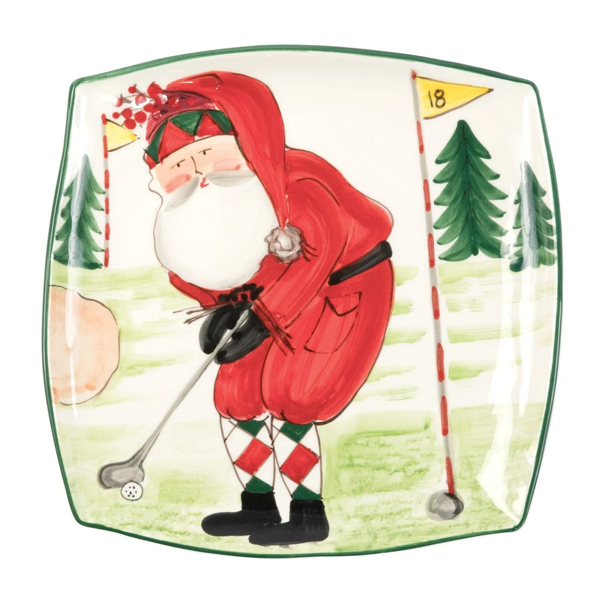 Vietri Old St. Nick Square Platter-Golfing